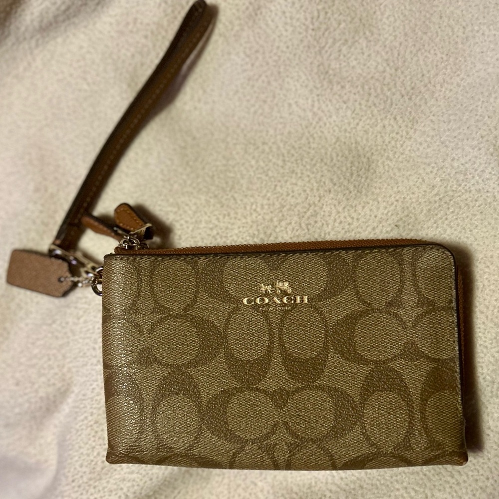 Coach Signature Brown Wristlet
